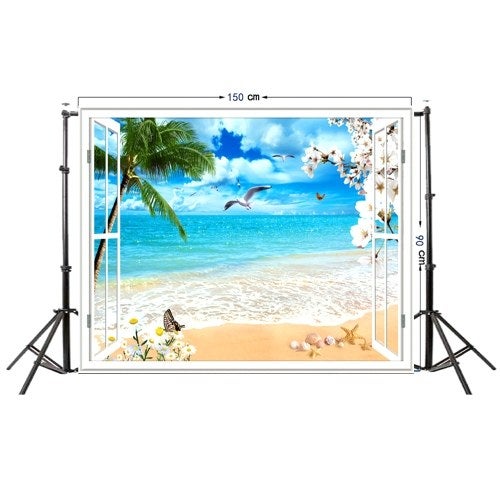 Generic 3D Seascape Beach Pattern Background Backdrop Blue/Green/Brown  - Image 3