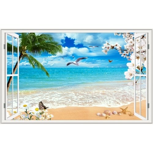 Generic 3D Seascape Beach Pattern Background Backdrop Blue/Green/Brown  - Image 4