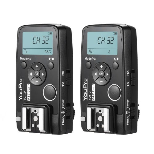 YouPro - Wireless Flash Trigger With Shutter Cable For Nikon D750/D7500/D7200/D7100/D7000/D610/D600/D5500/D5300/D5200/D5100/D3300/ D3400/D3500 Camera Black - Image 1