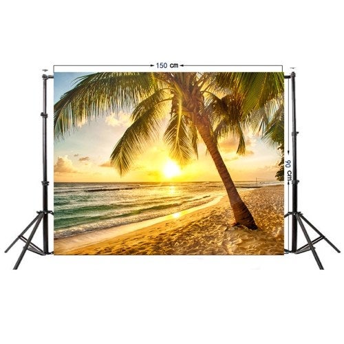 3D Seascape Beach Pattern Background Backdrop Brown/Green/Yellow  - Image 4