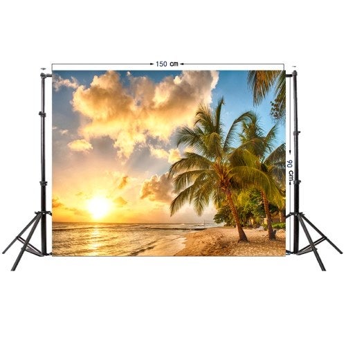 3D Seascape Beach Pattern Background Backdrop Brown/Green  - Image 2