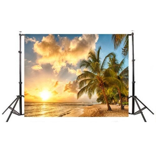 3D Seascape Beach Pattern Background Backdrop Brown/Green  - Image 4