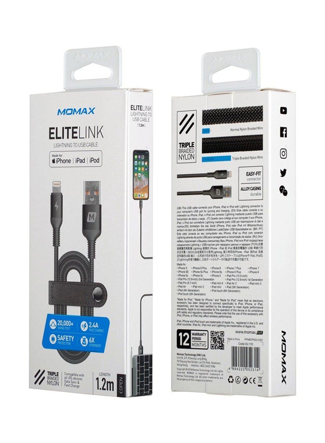 Momax - Elite Lightning To USB Cable Grey - Image 1