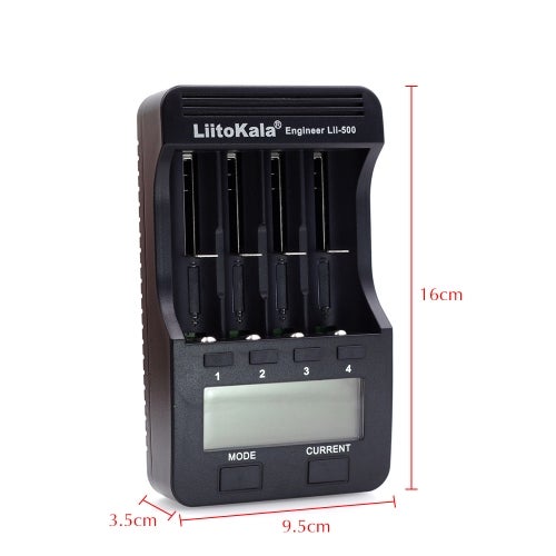 LiitoKala - 4 Slots LCD Battery Charger With EU Adapter Black - Image 1