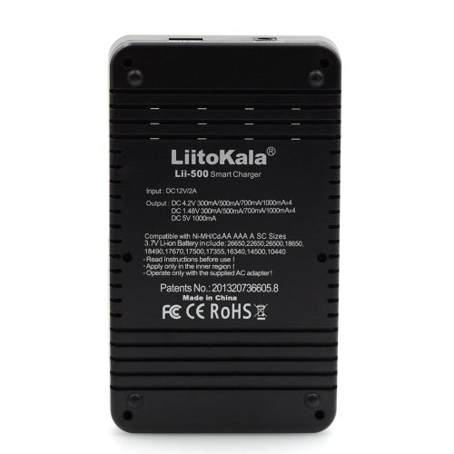 LiitoKala - 4 Slots LCD Battery Charger With EU Adapter Black - Image 1