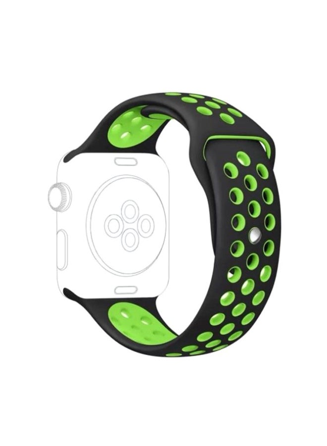 سوار بديل من السيليكون لساعات أبل سيريز 3/2/1 أسود/أخضر