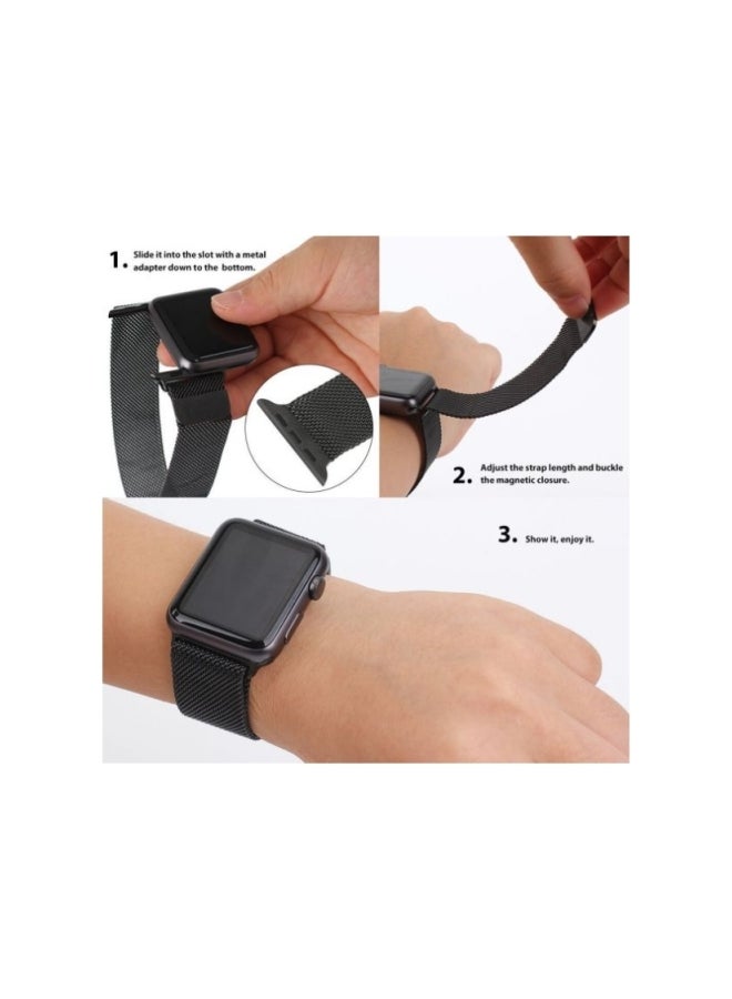 PENOM - Stainless Steel Band For Apple Smart Watch Black - Image 1