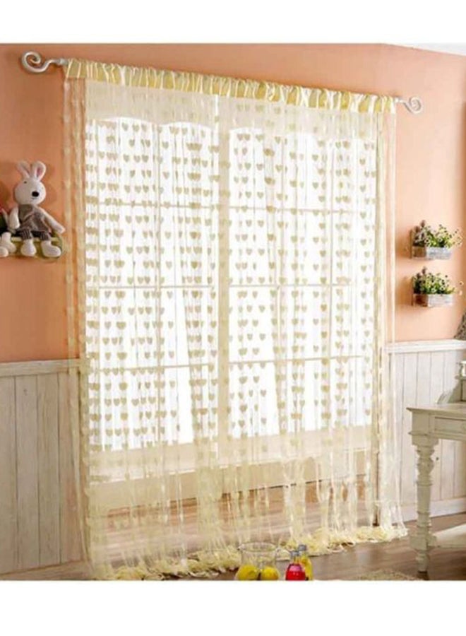 Zesture 2-Piece Striped Printed Door Curtain Beige 211x120centimeter 