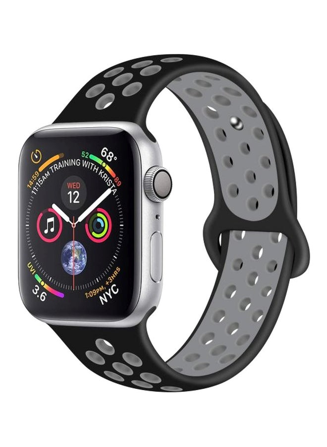 ار دي اكس سوار قابل للاستبدال لساعة اليد سمارت ووتش 4/3/2/1 من أبل والمتوفّرة بمقاسَي 42 و44 مم أسود/ رمادي