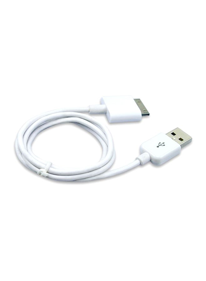 كابل بمنفذ USB للشحن ومزامنة البيانات مزود بـ 30 سنّاً أبيض/فضي
