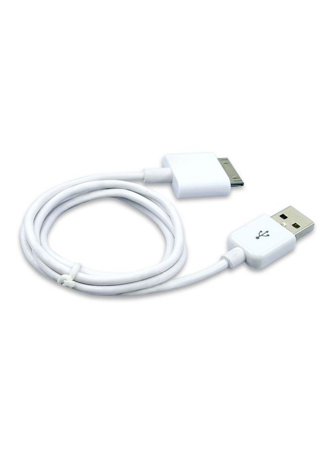 كابل بمنفذ USB للشحن ومزامنة البيانات مزود بـ 30 سنّاً أبيض/فضي