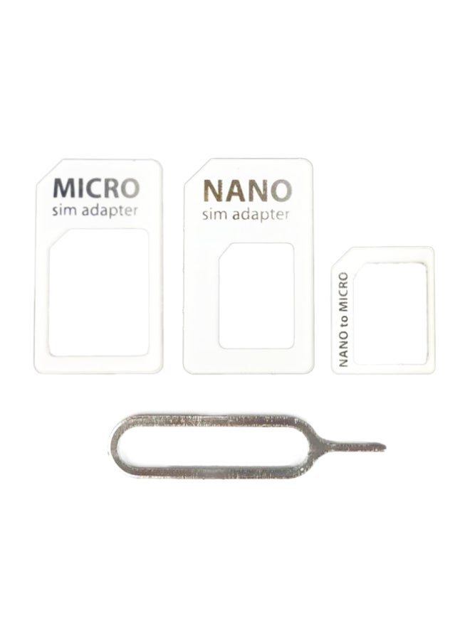 4-Piece SIM Card Adaptor Set White 