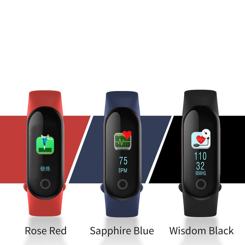 Color Screen Smart Bracelet Ip67 Wristband Heart Rate Monitor Mi Band 3 Black - Image 3