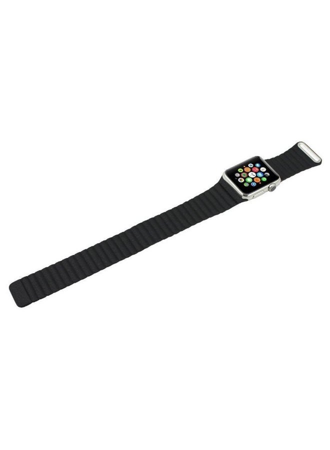 KAPAPI - Replacement Leather Band For Apple Watch Series 3/2/1 Black - Image 1