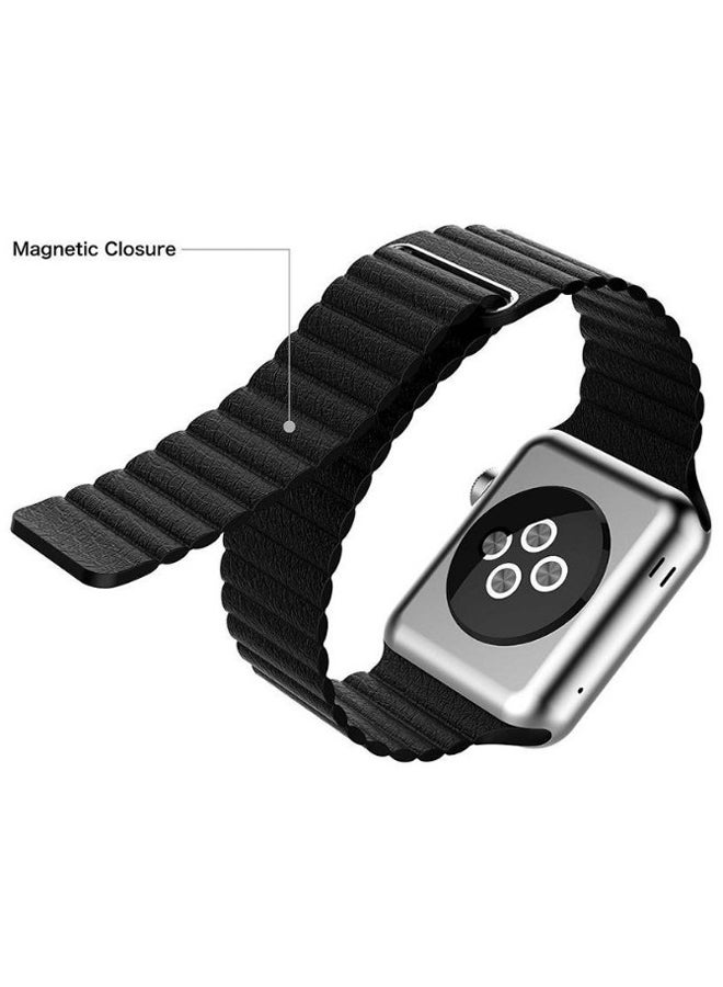 KAPAPI - Replacement Leather Band For Apple Watch Series 3/2/1 Black - Image 1