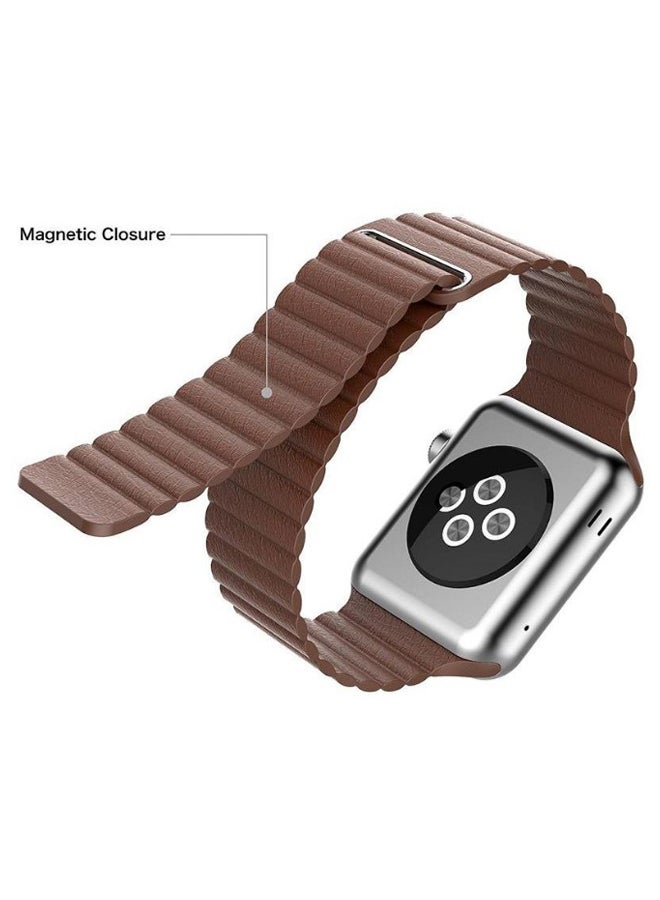 KAPAPI - Smartwatch Band With Screen Protector For Apple Watch Series 3 42 mm Brown - Image 1