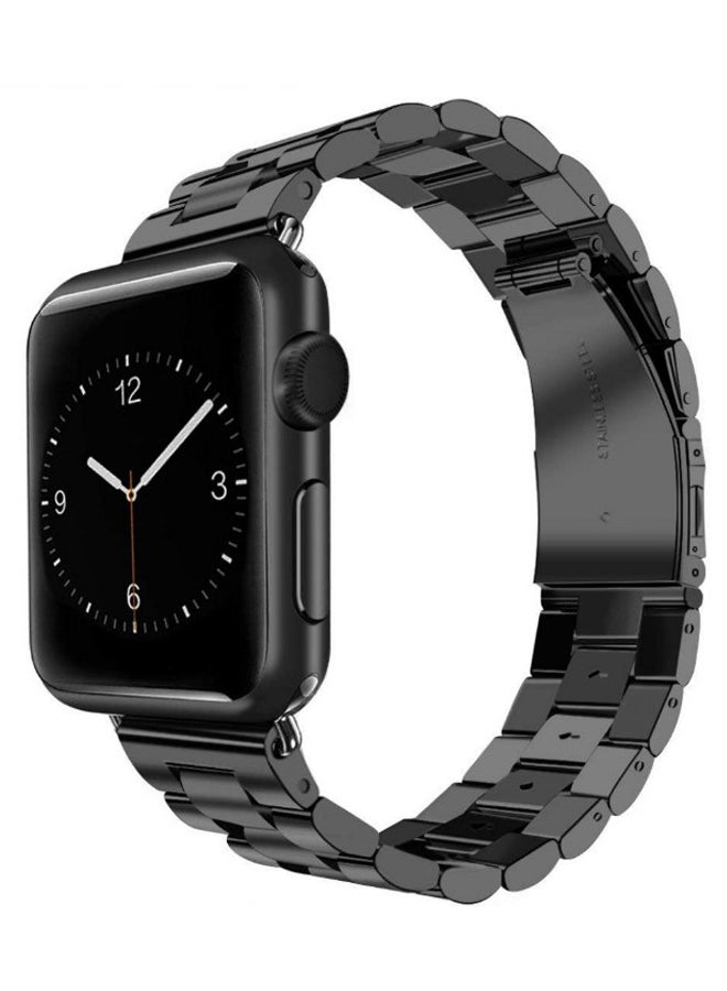KAPAPI - Stainless Steel Replacement Band For Apple Watch Series 1/2/3/4 38mm Black - Image 1