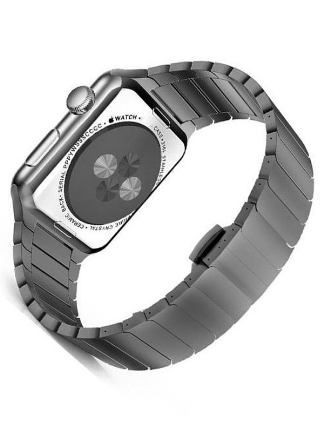 KAPAPI - Stainless Steel Smartwatch Band With Screen Protector For Apple Watch Series 3 42mm Silver - Image 1