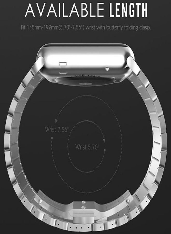 KAPAPI - Smartwatch Band With Screen Protector For Apple Watch Series 3 42 mm Silver - Image 1