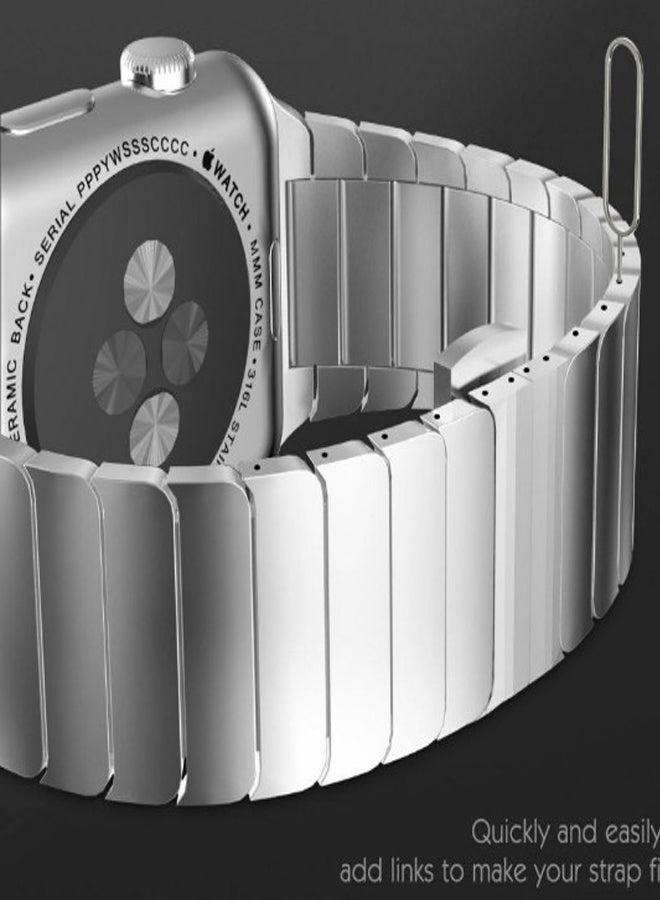 KAPAPI - Smartwatch Band With Screen Protector For Apple Watch Series 3 42 mm Silver - Image 1