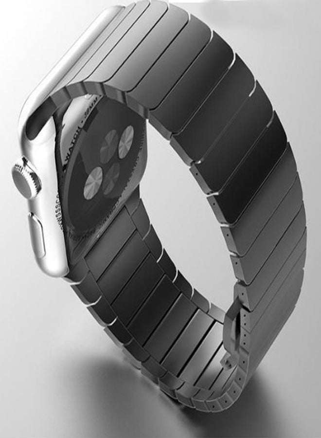 KAPAPI - Stainless Steel Smartwatch Band With Screen Protector For Apple Watch Series 3 42mm Silver - Image 1