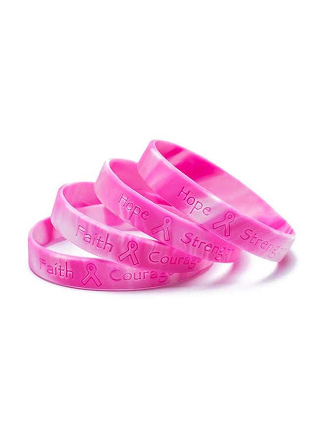 Omgouue 48 Piece Breast Cancer Awareness Bracelets Pink Ribbon Camo Silicone Win  - Image 1