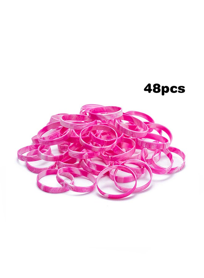 Omgouue 48 Piece Breast Cancer Awareness Bracelets Pink Ribbon Camo Silicone Win  - Image 2