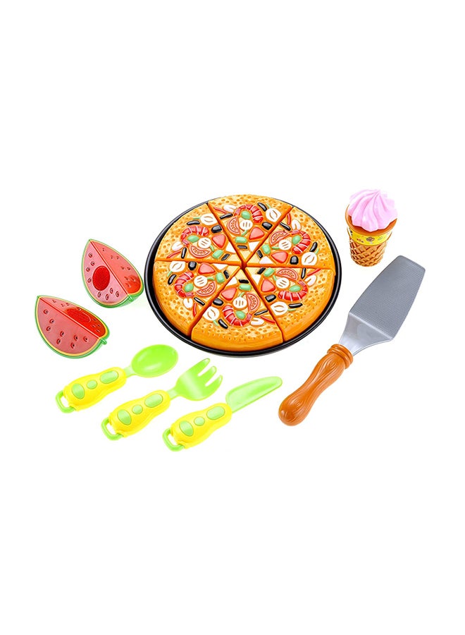 PowerTRC Pizza Watermelon And Ice Cream Kitchen Food Toy Set With Utensil  - Image 1