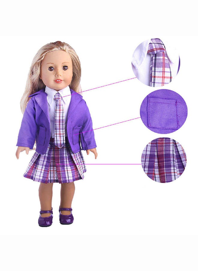 TianBo 4-Piece School Uniform Outfit Doll Set 18inch - Image 2