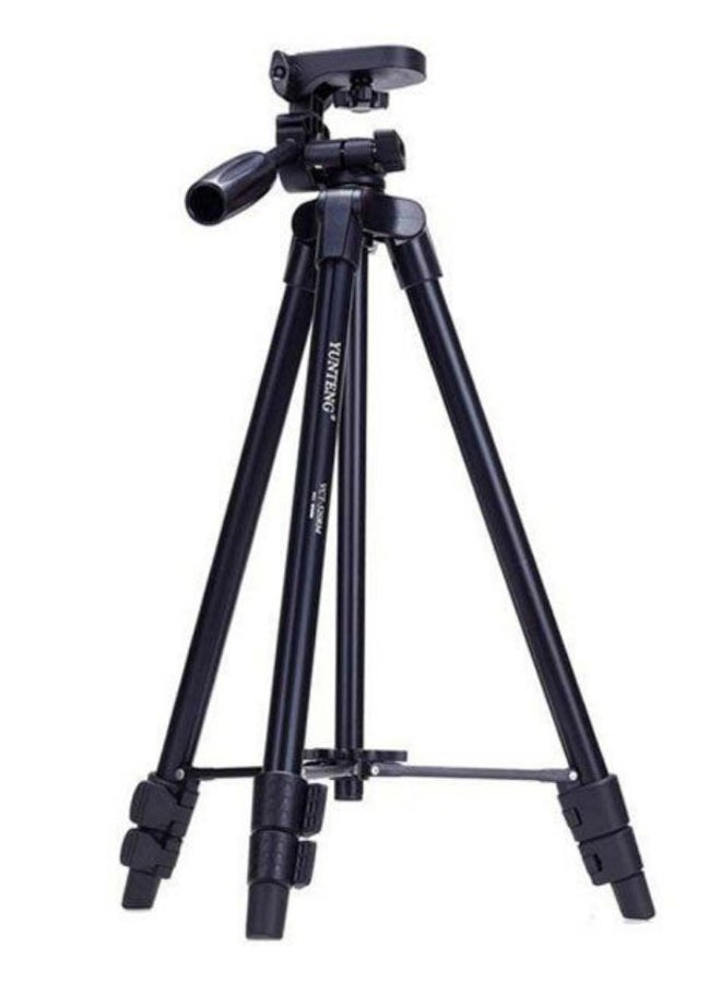 يونجتنج حامل ثلاثي القوائم مصنوع من الألومنيوم ومزود بغالق بجهاز تحكم عن بعد ويدعم تقنية البلوتوث أسود