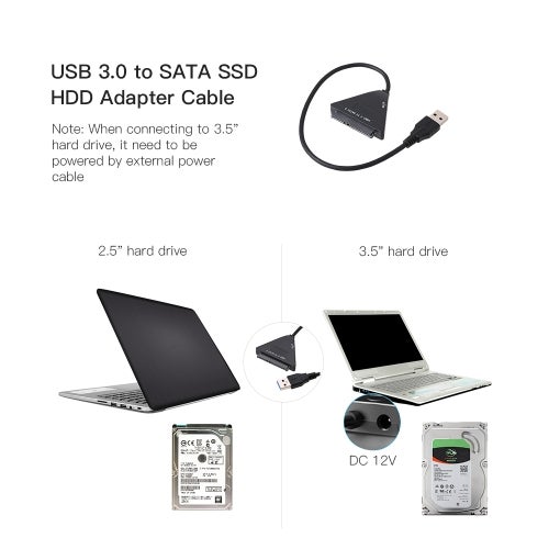 Generic USB 3.0 To External SATA III HDD SSD Hard Drive Converter Adapter Cable For Mac Win 8 OS Black  - Image 5