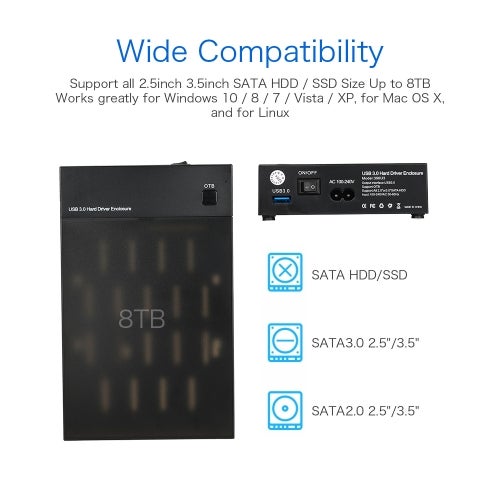 Portable External Hard Drive Case Black - Image 3