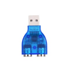 USB To Dual PS/2 Adapter USB A Male To PS2 Female Converter Splitter For Mouse Keyboard Blue/Silver