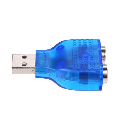 Generic - USB To Dual PS/2 Adapter USB A Male To PS2 Female Converter Splitter For Mouse Keyboard Blue/Silver - Image 1