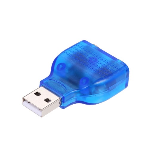 Generic - USB To Dual PS/2 Adapter USB A Male To PS2 Female Converter Splitter For Mouse Keyboard Blue/Silver - Image 1