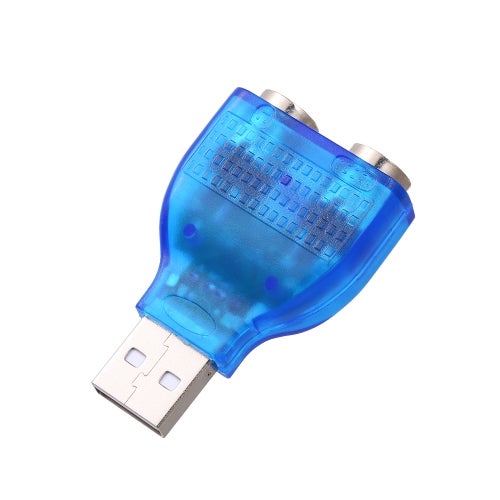 Generic - USB To Dual PS/2 Adapter USB A Male To PS2 Female Converter Splitter For Mouse Keyboard Blue/Silver - Image 1