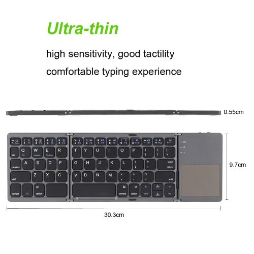 KKmoon - Wireless Bluetooth Keyboard With Touchpad Black - Image 1