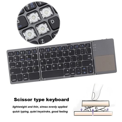 KKmoon - Wireless Bluetooth Keyboard With Touchpad Black - Image 1