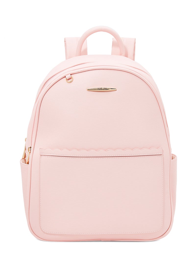 YUEJIN - Faux Leather Backpack Pink - Image 1