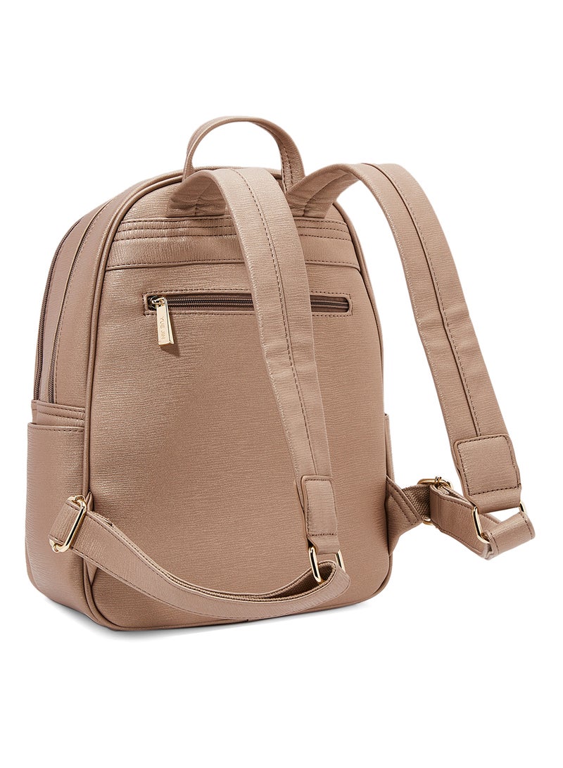 YUEJIN - Faux Leather Backpack Gold - Image 1