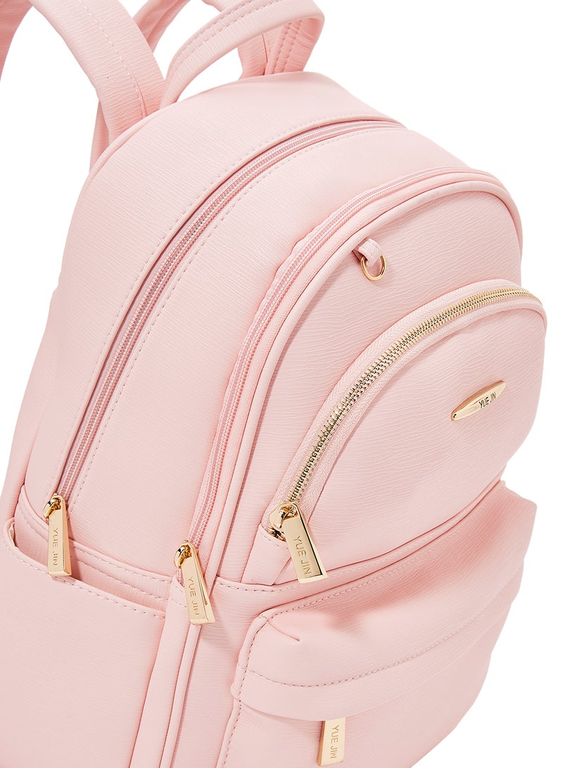 YUEJIN - Faux Leather Backpack Pink - Image 1