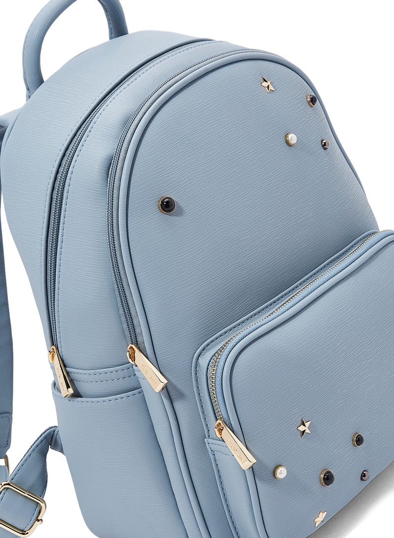 YUEJIN - Faux Leather Backpack Blue - Image 1