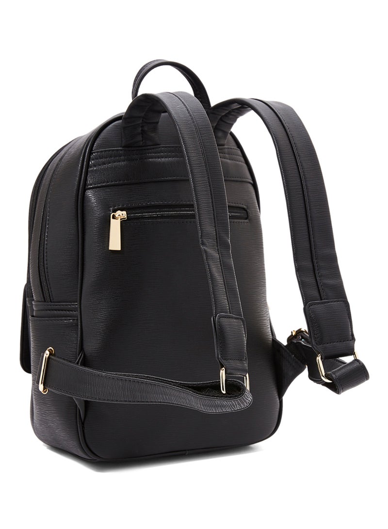 YUEJIN - Faux Leather Backpack Black - Image 1