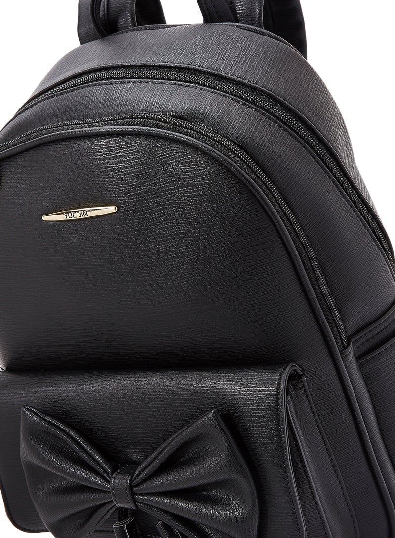 YUEJIN - Faux Leather Backpack Black - Image 1
