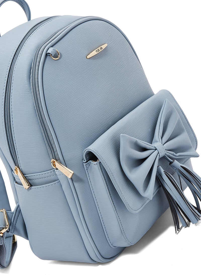 YUEJIN - Faux Leather Backpack Blue - Image 1