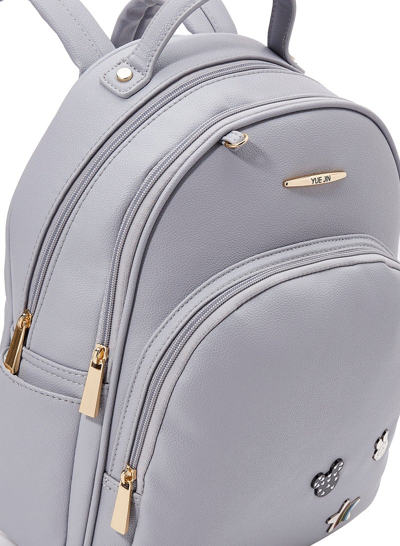 YUEJIN - Faux Leather Backpack Grey - Image 1