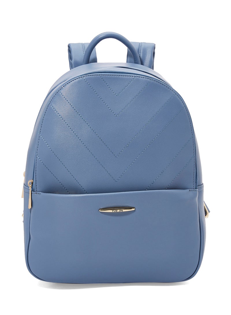 YUEJIN - Faux Leather Backpack Blue - Image 1