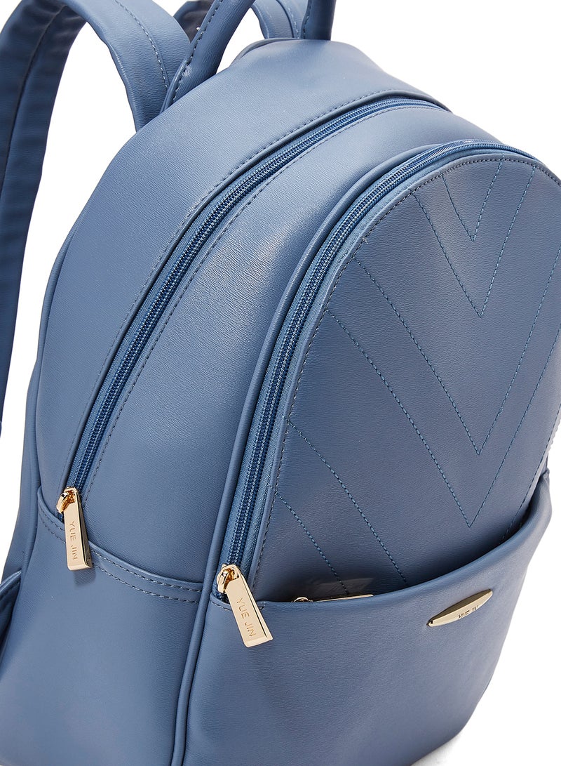 YUEJIN - Faux Leather Backpack Blue - Image 1