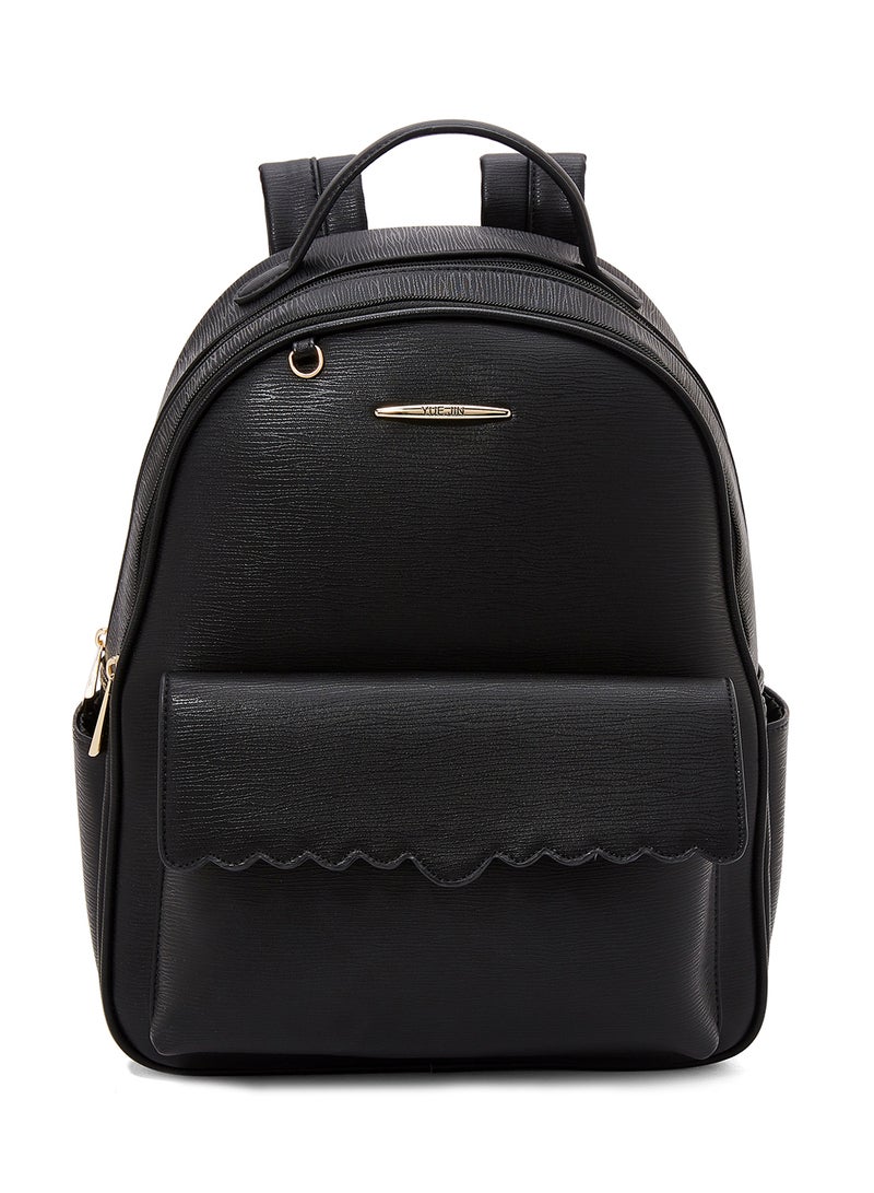 YUEJIN - Faux Leather Backpack Black - Image 1