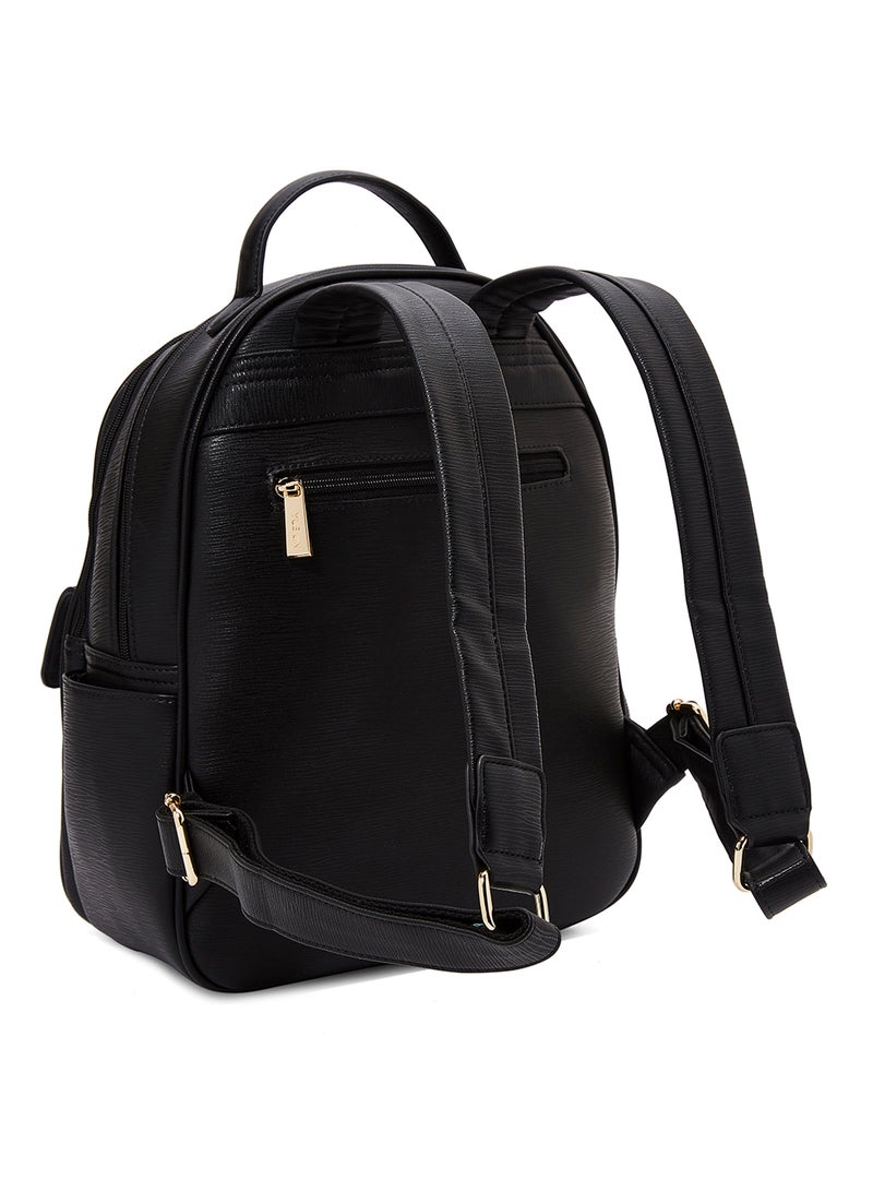 YUEJIN - Faux Leather Backpack Black - Image 1